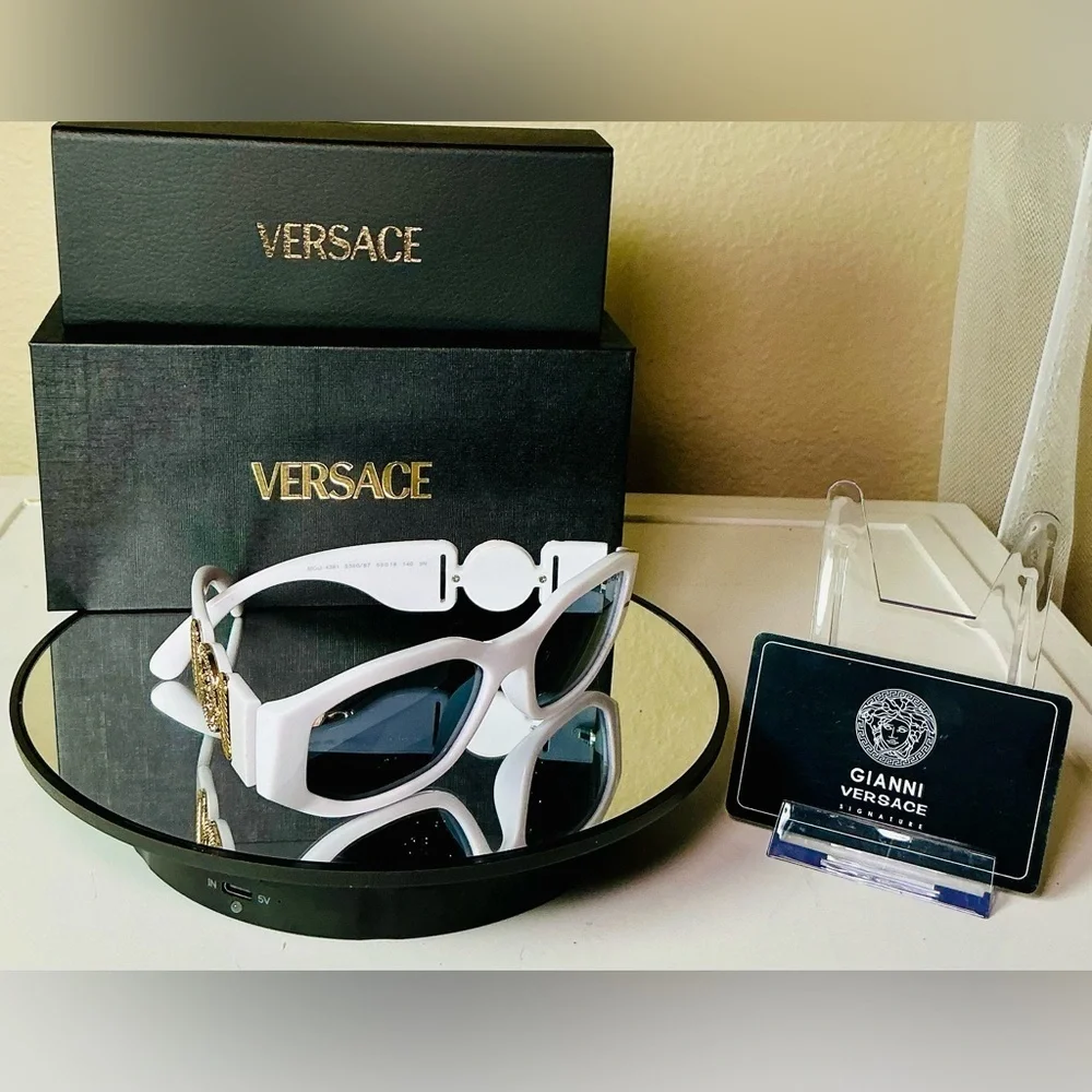 Versace Medusa White Tinted Lens Sunglasses Authentic